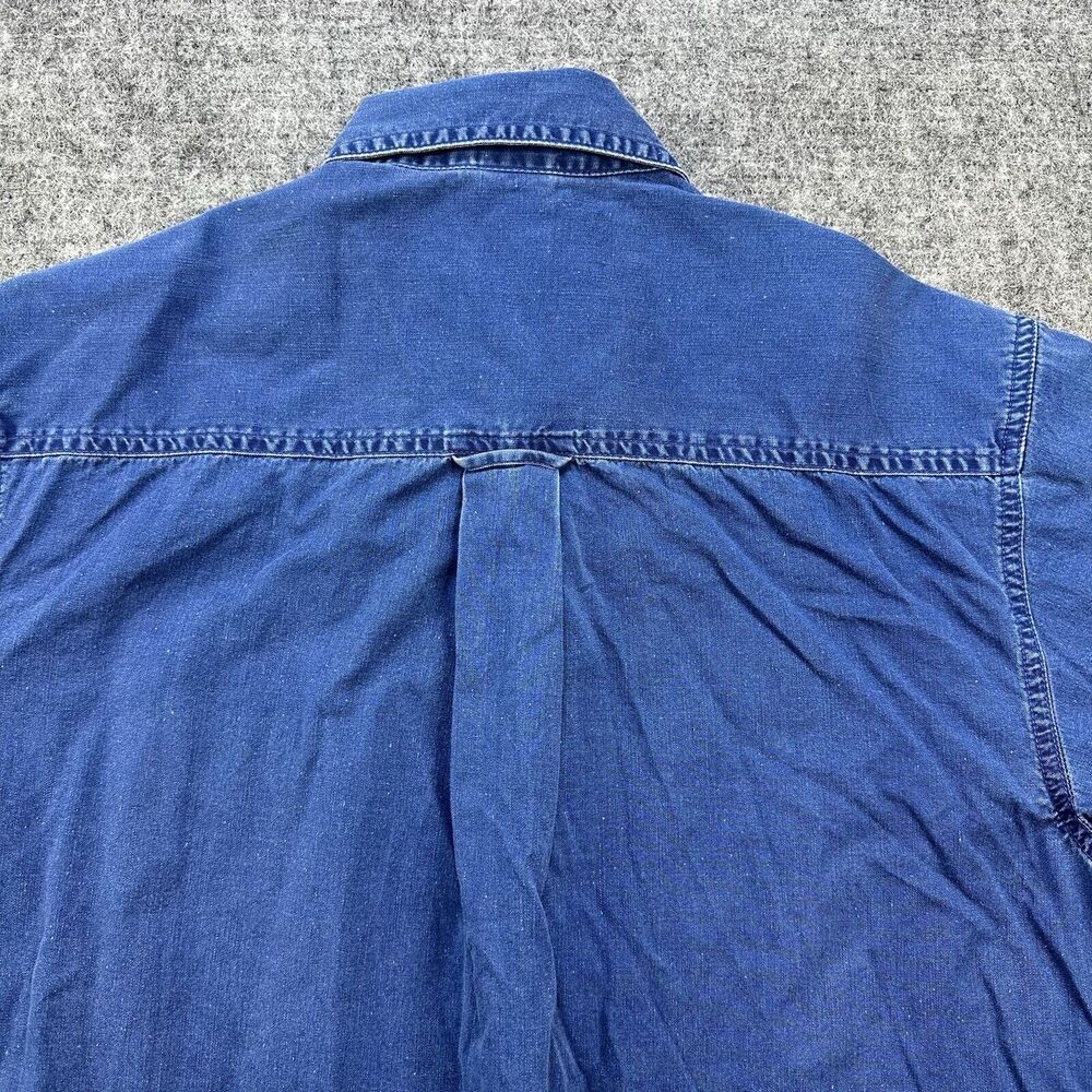 Vintage 90s Looney Tunes Shirt Men XS Blue Chambray Tweety Warner Bros Studio - Picture 9 of 14